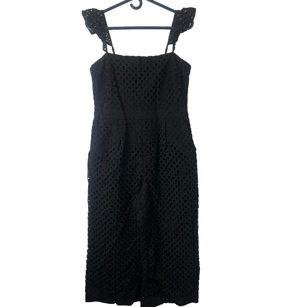 jcrew jumpsuit womens 10 one piece  jumper black eyed wide leg cropped pocket